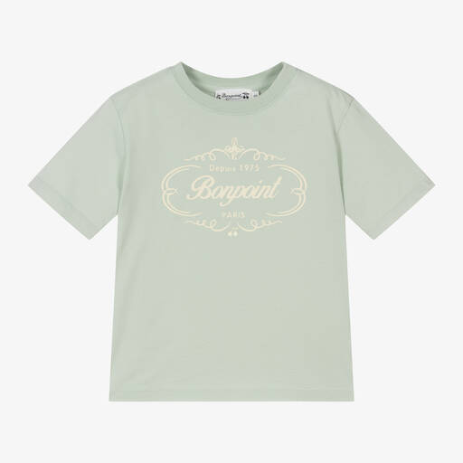 Bonpoint-Boys Green Cotton T-Shirt | Childrensalon