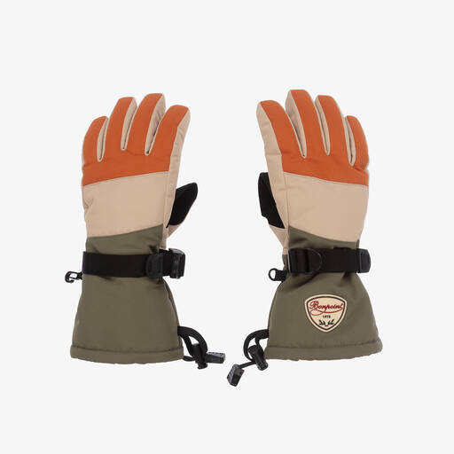 Bonpoint-Boys Green & Orange Ski Gloves | Childrensalon