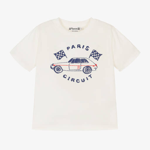 Bonpoint-Boys Ivory Graphic Cotton T-Shirt | Childrensalon