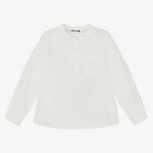 Bonpoint-Кремовая льняная рубашка для мальчиков  | Childrensalon