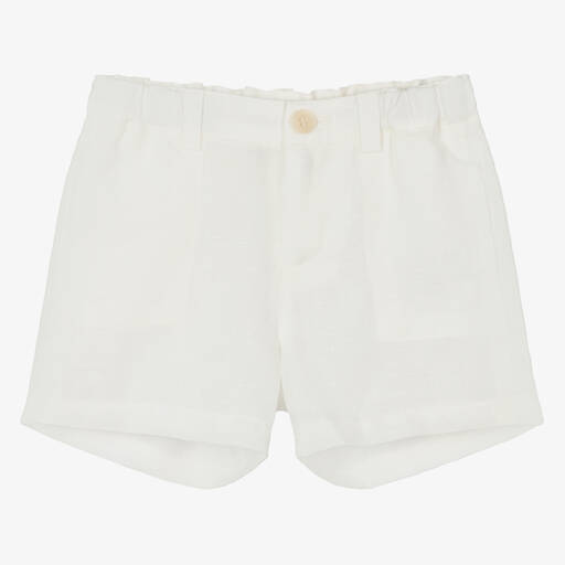 Bonpoint-Boys Ivory Linen Shorts | Childrensalon