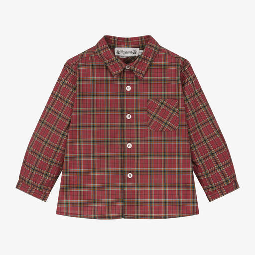 Bonpoint-Boys Red Checked Cotton Shirt | Childrensalon