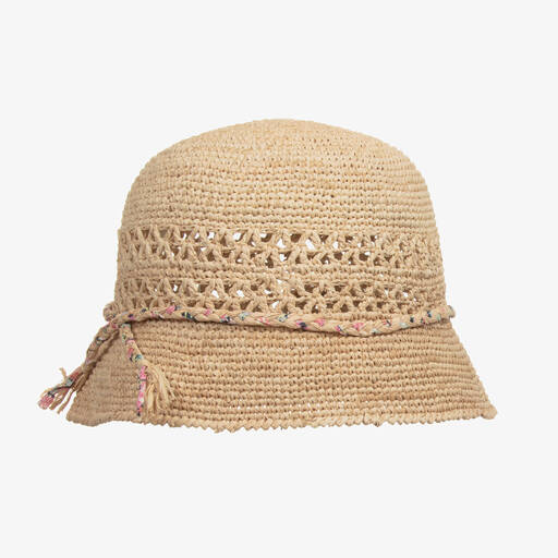 Bonpoint-Бежевая соломенная шляпа для девочек | Childrensalon