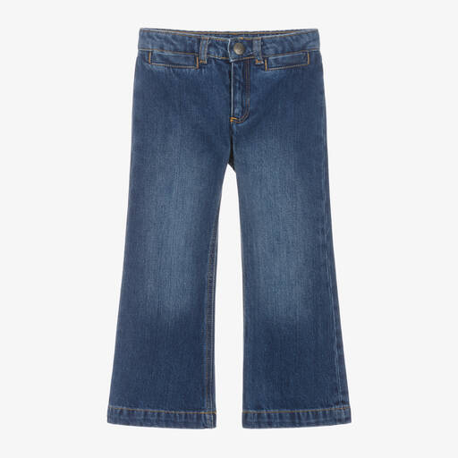 Bonpoint-Girls Blue Denim Flared Jeans | Childrensalon