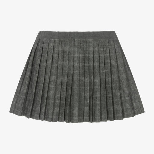 Bonpoint-Girls Grey Checked Viscose & Wool Skirt | Childrensalon