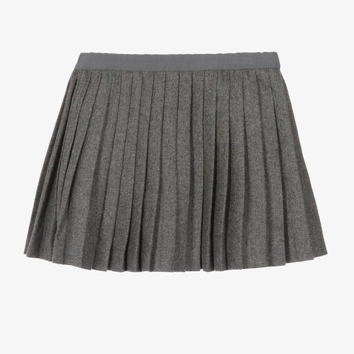 Bonpoint-Girls Grey Wool Pleated Skirt | Childrensalon