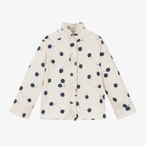 Bonpoint-Кремовая хлопковая блузка с вишнями для девочек | Childrensalon