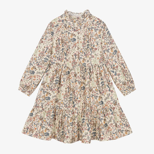 Bonpoint-Кремовое вельветовое платье в цветочек для девочек | Childrensalon