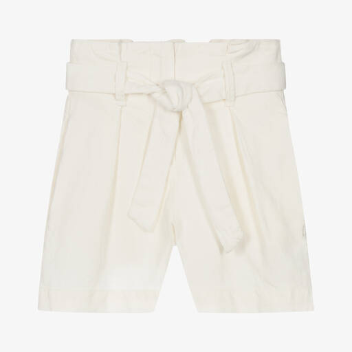 Bonpoint-Girls Ivory Linen & Cotton Belted Shorts | Childrensalon