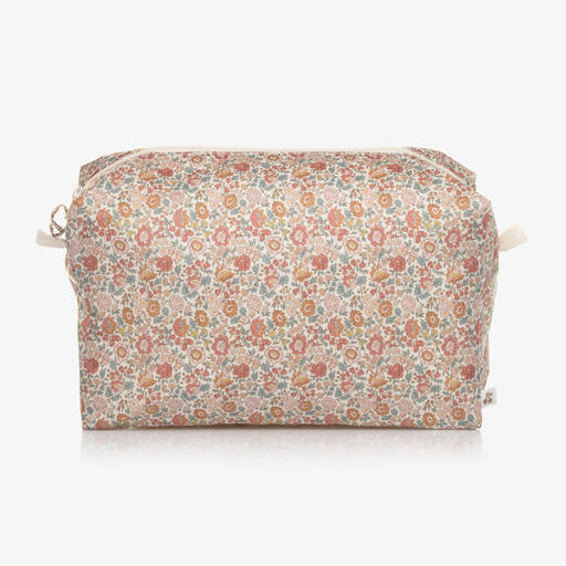 Bonpoint-Girls Ivory & Pink Floral Wash Bag (23cm) | Childrensalon