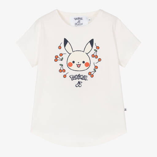 Bonpoint-Girls Ivory Pokémon Cotton T-Shirt | Childrensalon
