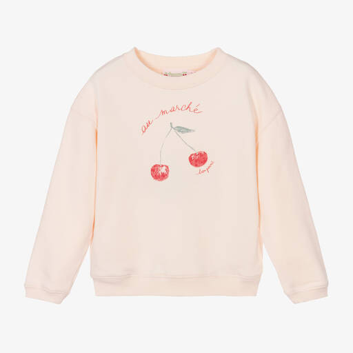 Bonpoint-Girls Pink Cherry Cotton Sweatshirt | Childrensalon