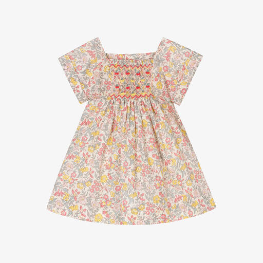 Bonpoint-Girls Pink Liberty Print Smocked Dress | Childrensalon