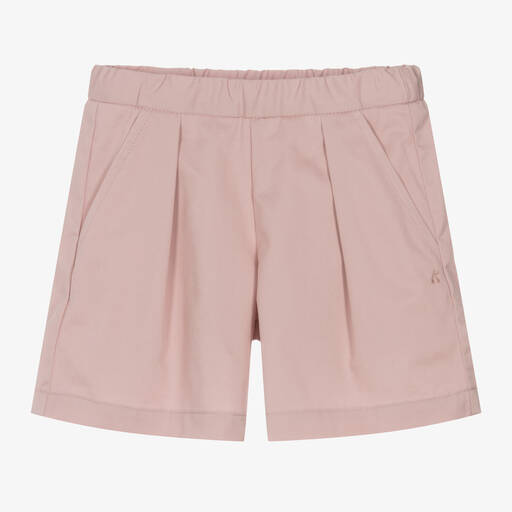Bonpoint-Girls Pink Pleated Cotton Shorts | Childrensalon