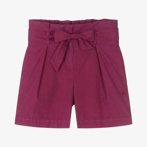 Bonpoint-Girls Purple Cotton Poplin Shorts | Childrensalon