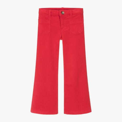 Bonpoint-Girls Red Flared Corduroy Trousers | Childrensalon