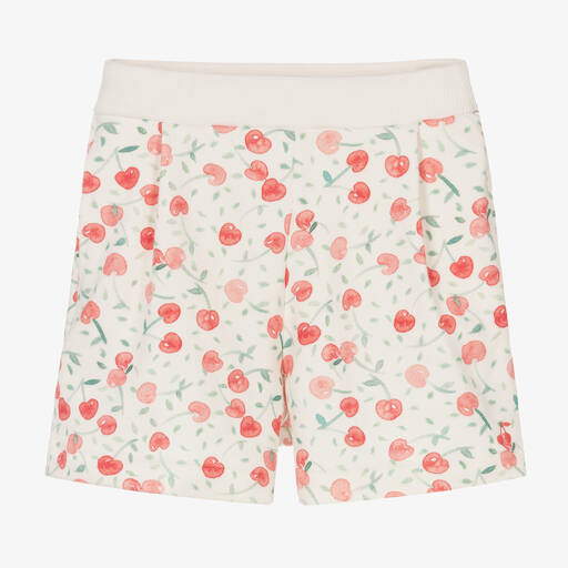 Bonpoint-Girls White Cotton Cherry Shorts | Childrensalon