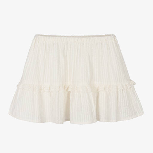 Bonpoint-Белая хлопковая юбка в тонкую полоску | Childrensalon