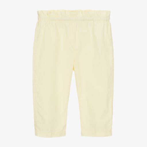Bonpoint-Girls Yellow Cotton Paperbag Trousers | Childrensalon