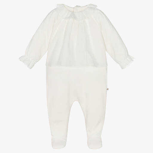 Bonpoint-Ivory Cotton & Lace Babygrow | Childrensalon