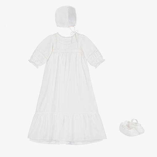 Bonpoint-Ivory Cotton & Silk Ceremony Gown Set | Childrensalon