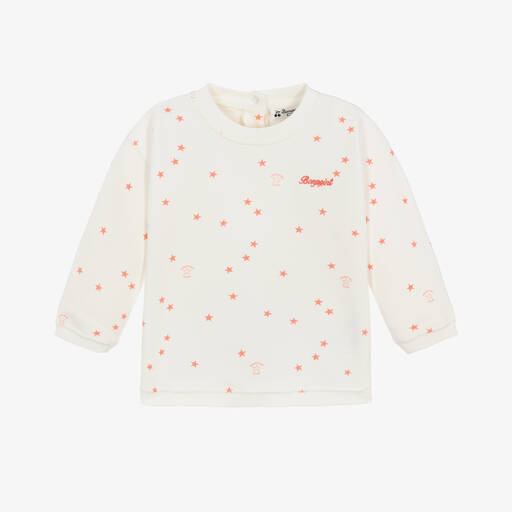 Bonpoint-Ivory Cotton Star Print Sweatshirt | Childrensalon