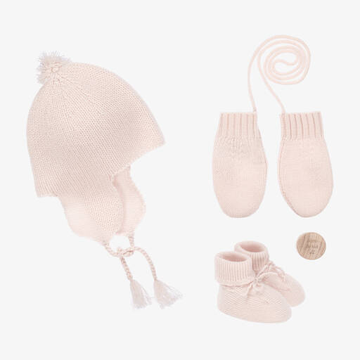 Bonpoint-Pink Knitted Cashmere Baby Gift Set | Childrensalon