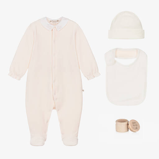 Bonpoint-Pink Velour Babysuit Gift Set | Childrensalon