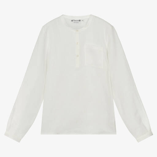 Bonpoint-Teen Boys Ivory Linen Shirt  | Childrensalon