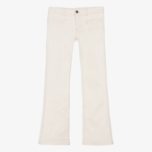 Bonpoint-Широкие кремовые джинсы для девочек-подростков | Childrensalon