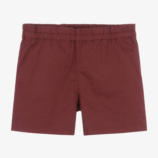 Bonpoint-Teen Girls Red Cotton Twill Shorts | Childrensalon