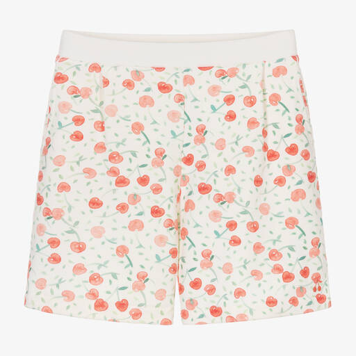 Bonpoint-Teen Girls White Cotton Cherry Shorts | Childrensalon