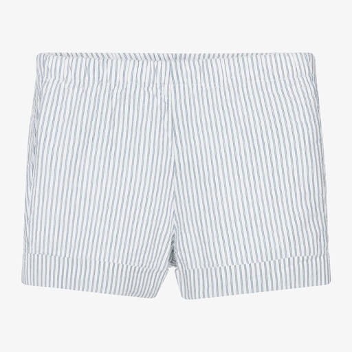 Bonpoint-White Cotton Striped Shorts | Childrensalon