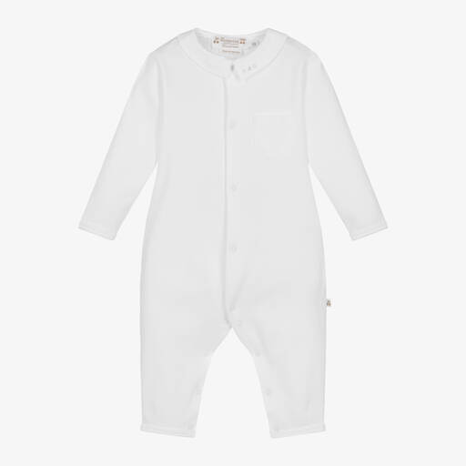 Bonpoint-White Embroidered Cotton Babygrow | Childrensalon