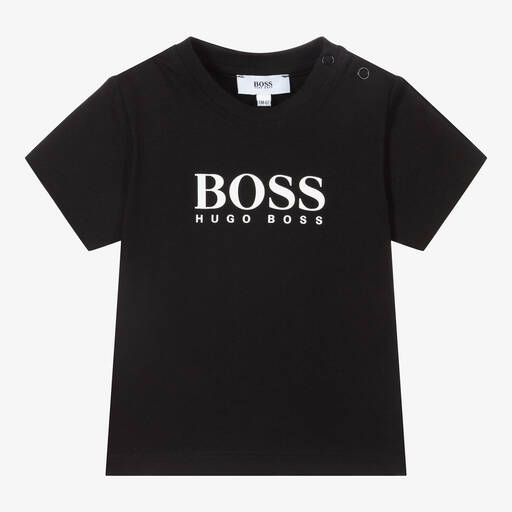 BOSS-Baby Boys Black Logo T-Shirt | Childrensalon