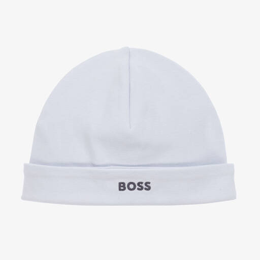 BOSS-قبعة قطن لون أزرق فاتح للمواليد | Childrensalon