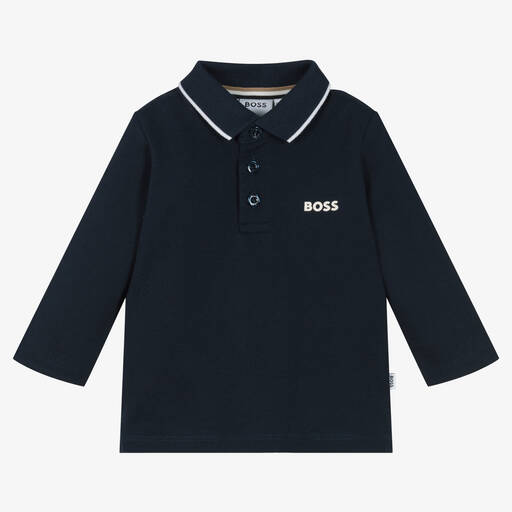 BOSS-Blaues Baumwoll-Poloshirt für Babys | Childrensalon