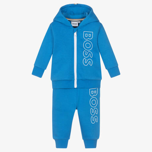 BOSS-تراكسوت قطن جيرسي لون أزرق للمواليد | Childrensalon