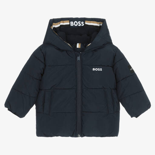BOSS-Baby Boys Blue Puffer Jacket | Childrensalon