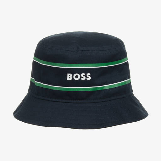 BOSS-Baby Boys Navy Blue Cotton Bucket Hat | Childrensalon