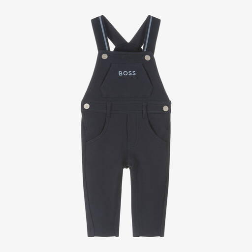 BOSS-Baby Boys Navy Blue Cotton Dungarees | Childrensalon