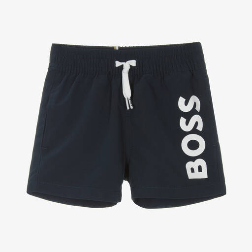 BOSS-Baby Boys Navy Blue Swim Shorts | Childrensalon