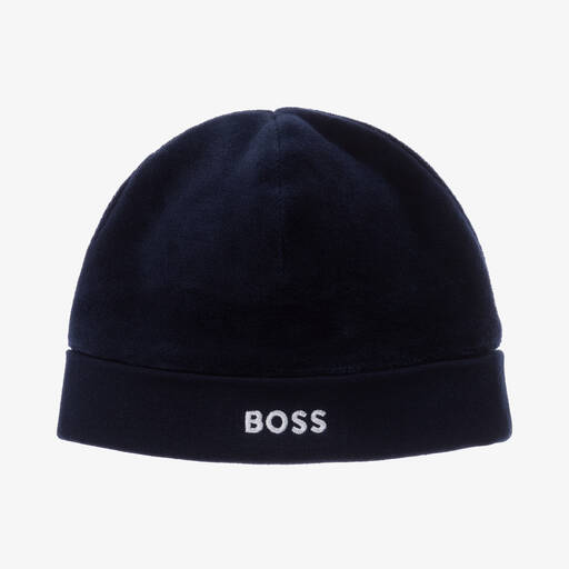 BOSS-Baby Boys Navy Blue Velour Hat | Childrensalon