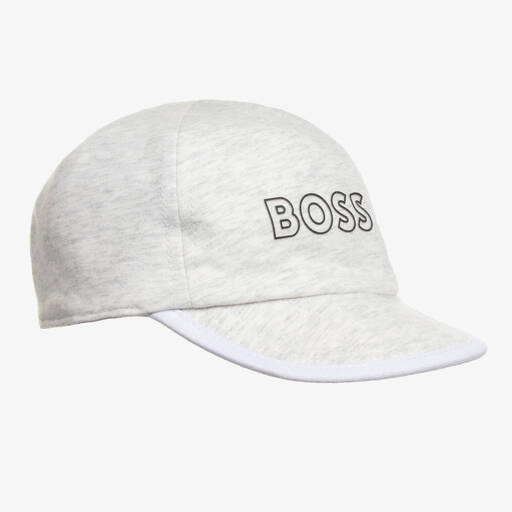 BOSS-Baby Boys White & Grey Reversible Cap | Childrensalon
