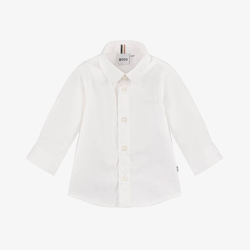 BOSS-Baby Boys White Oxford Cotton Shirt | Childrensalon