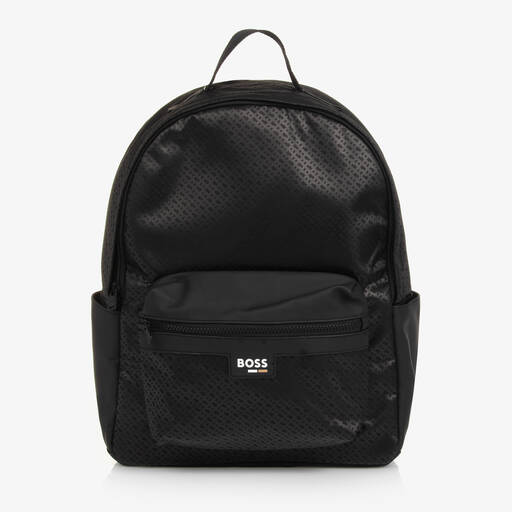 BOSS-حقيبة ظهر بشعار مونوغرام لون أسود (40 سم) | Childrensalon