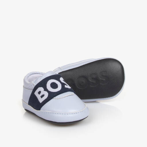 BOSS-Blue Leather Baby Pre-Walker Shoes | Childrensalon