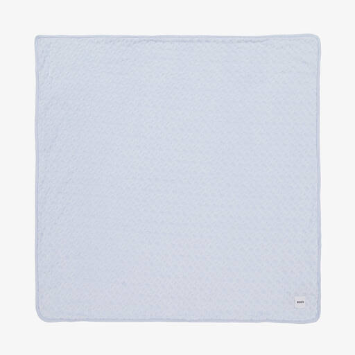 BOSS-Blue Terry Jacquard Blanket (74cm) | Childrensalon