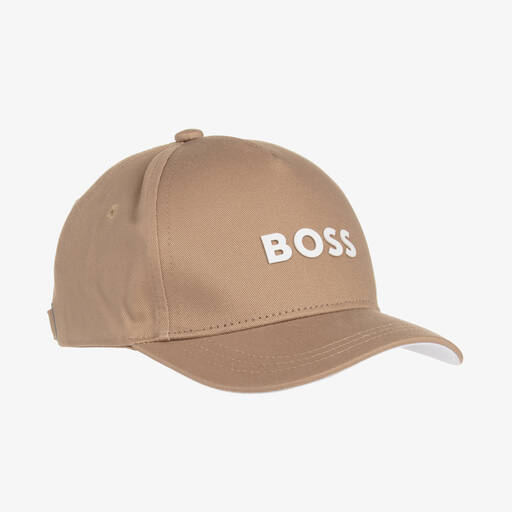 BOSS-Boys Beige Cotton Cap | Childrensalon