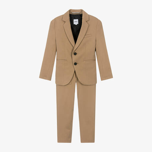 BOSS-Boys Beige Viscose Jersey Suit | Childrensalon